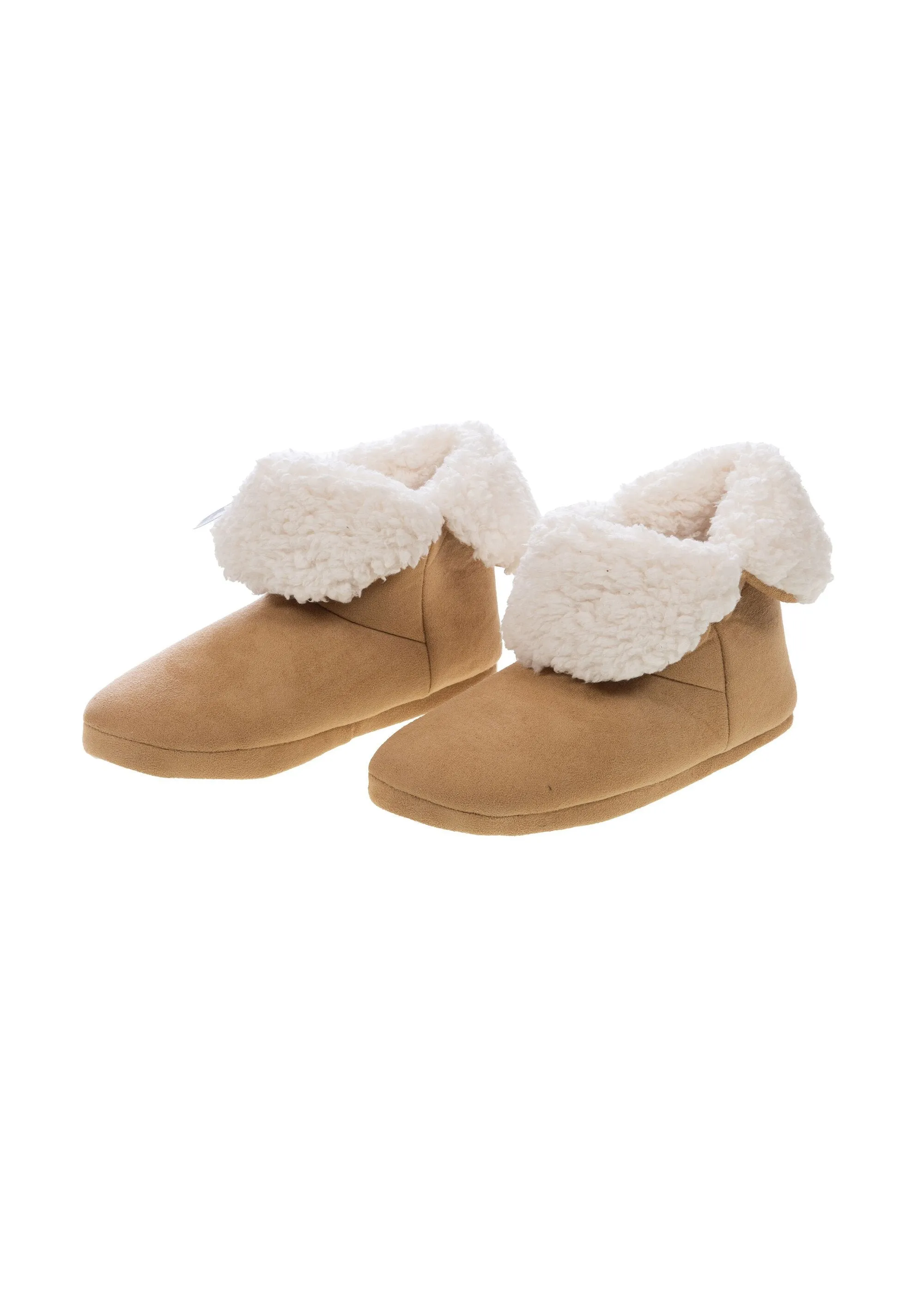 Warm suede slippers with fur lining
