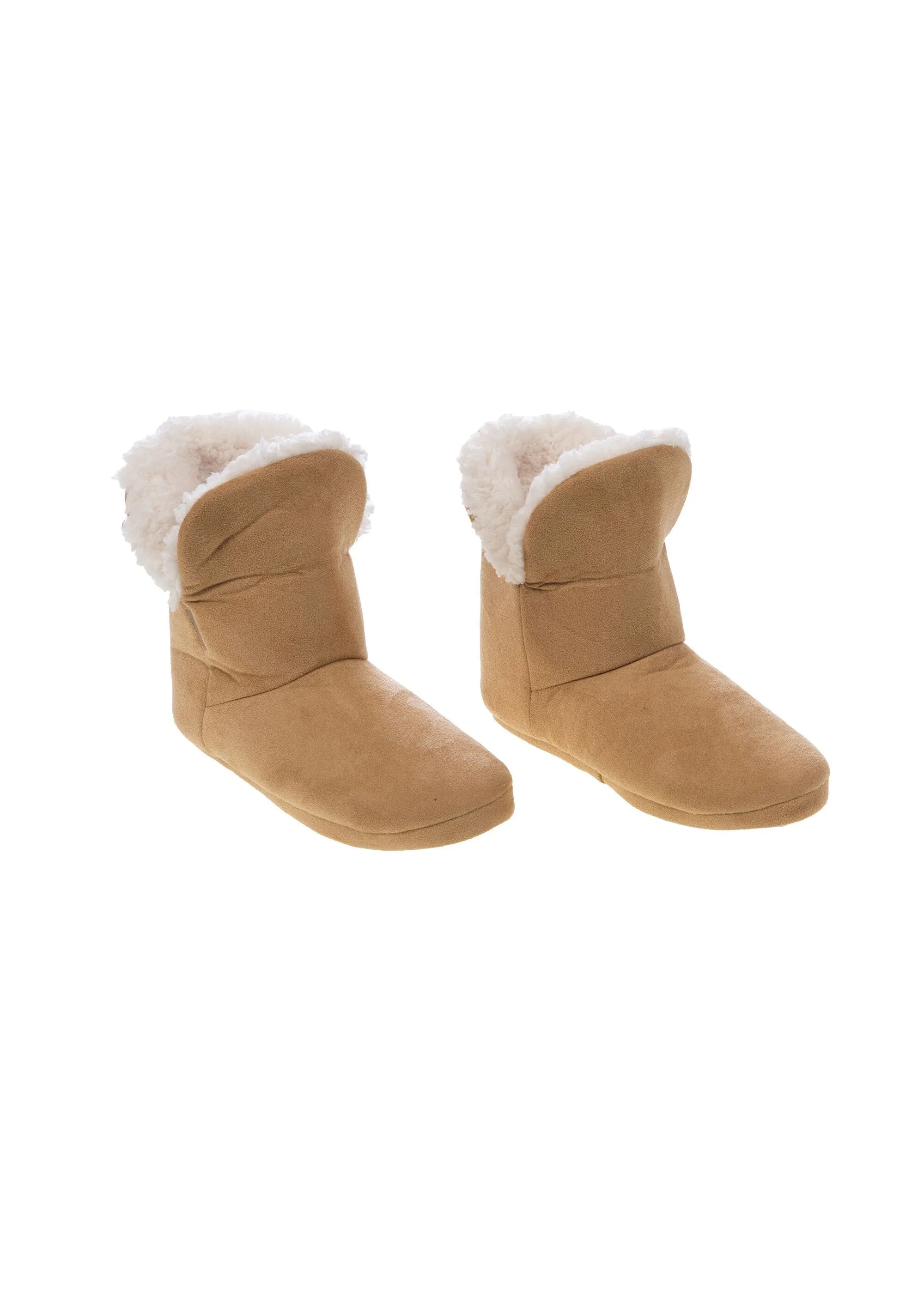 Warm suede slippers with fur lining