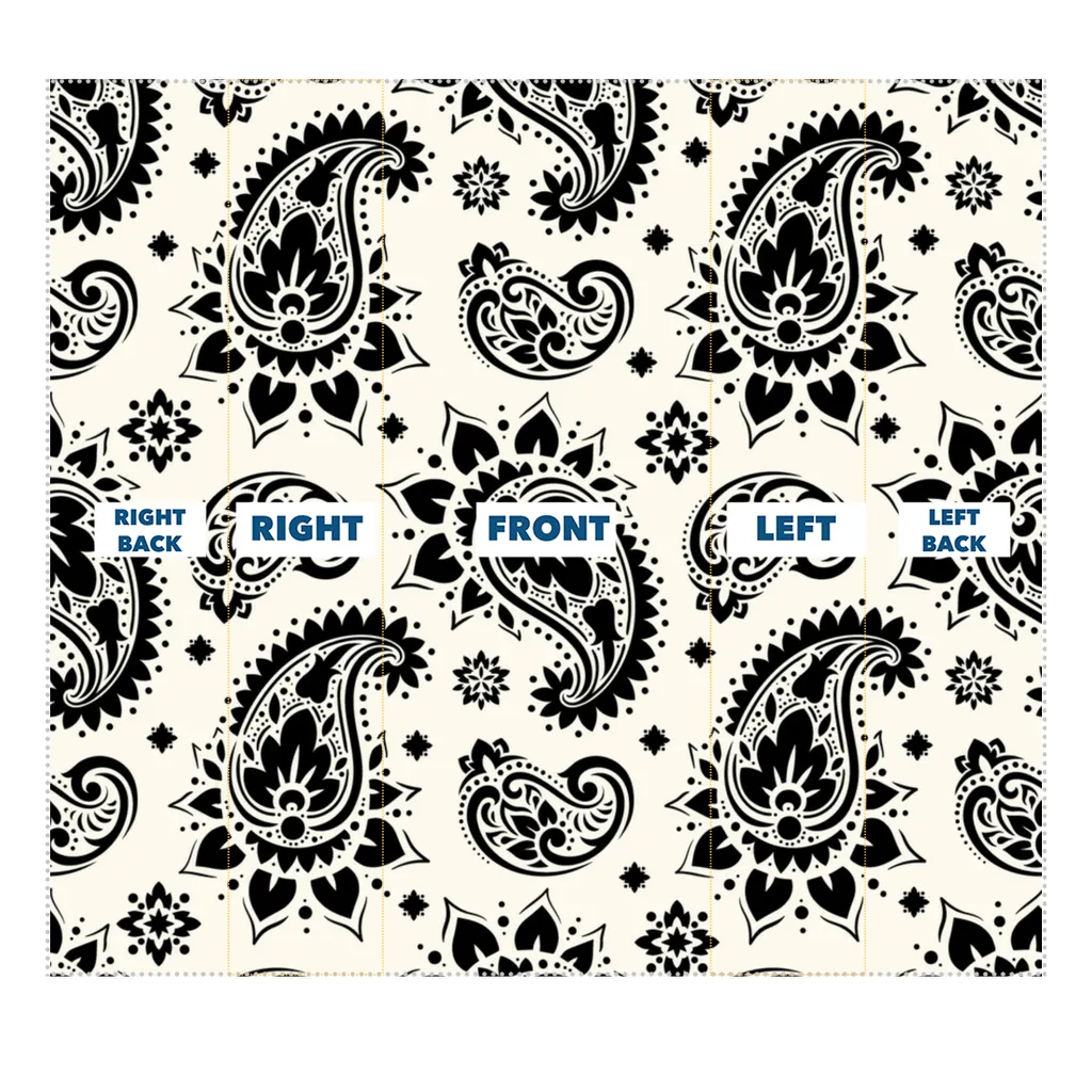 White with Black Bandana Paisley Pattern Neck Gaiter/Face Mask