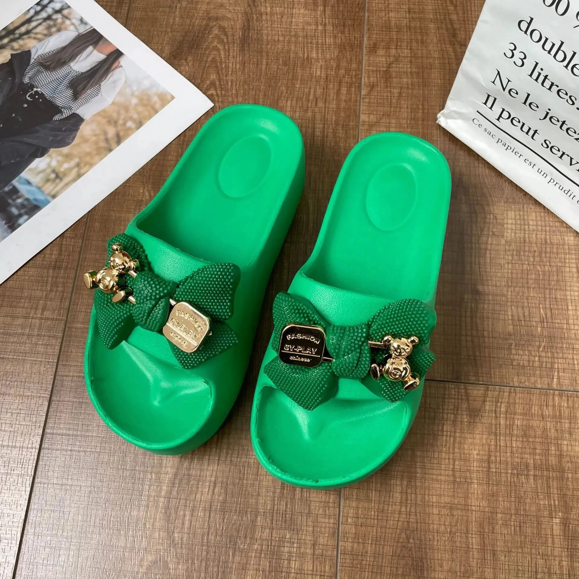 Women Chunky Platform Sandals Casual Anti-slip Slides Summer Wedge Slippers Woman Fashion EVA Outdoor Beach Slippers Flip Flops