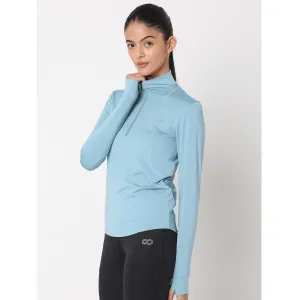 Women's Ath Runner Zip Neck Stone Blue