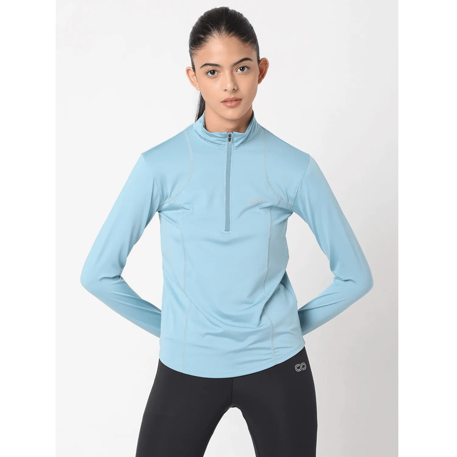 Women's Ath Runner Zip Neck Stone Blue