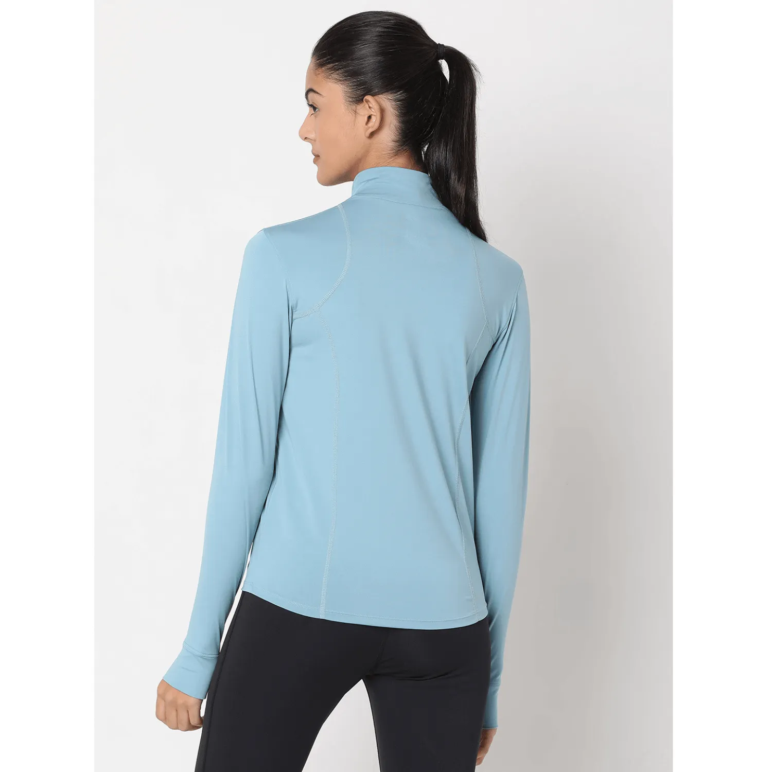 Women's Ath Runner Zip Neck Stone Blue