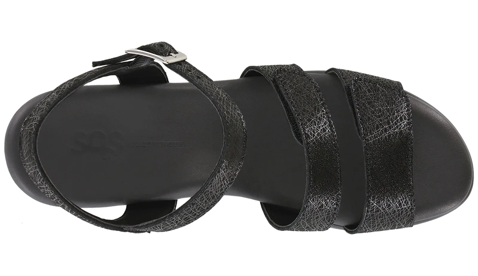 Women's Savanna Heel Strap Sandal in Web Black