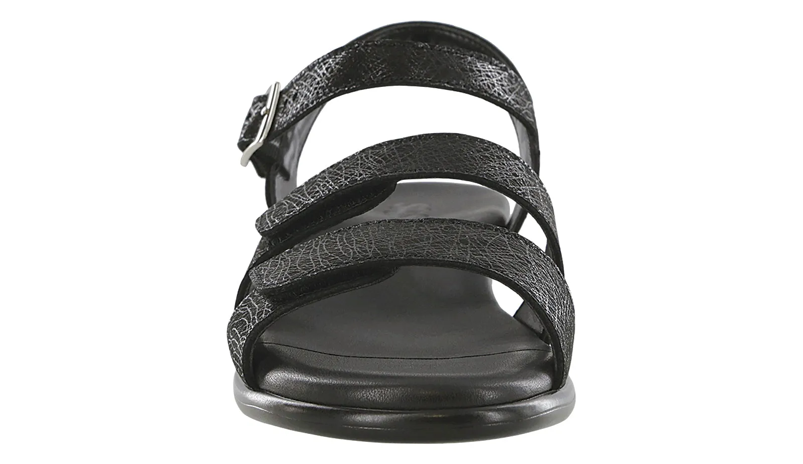 Women's Savanna Heel Strap Sandal in Web Black