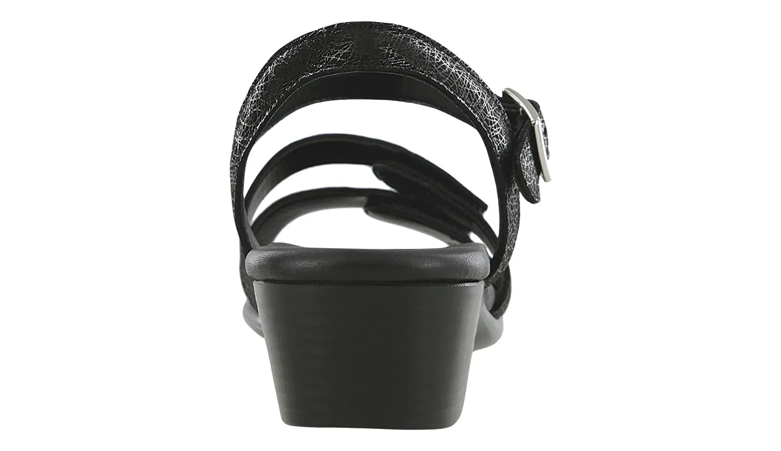 Women's Savanna Heel Strap Sandal in Web Black