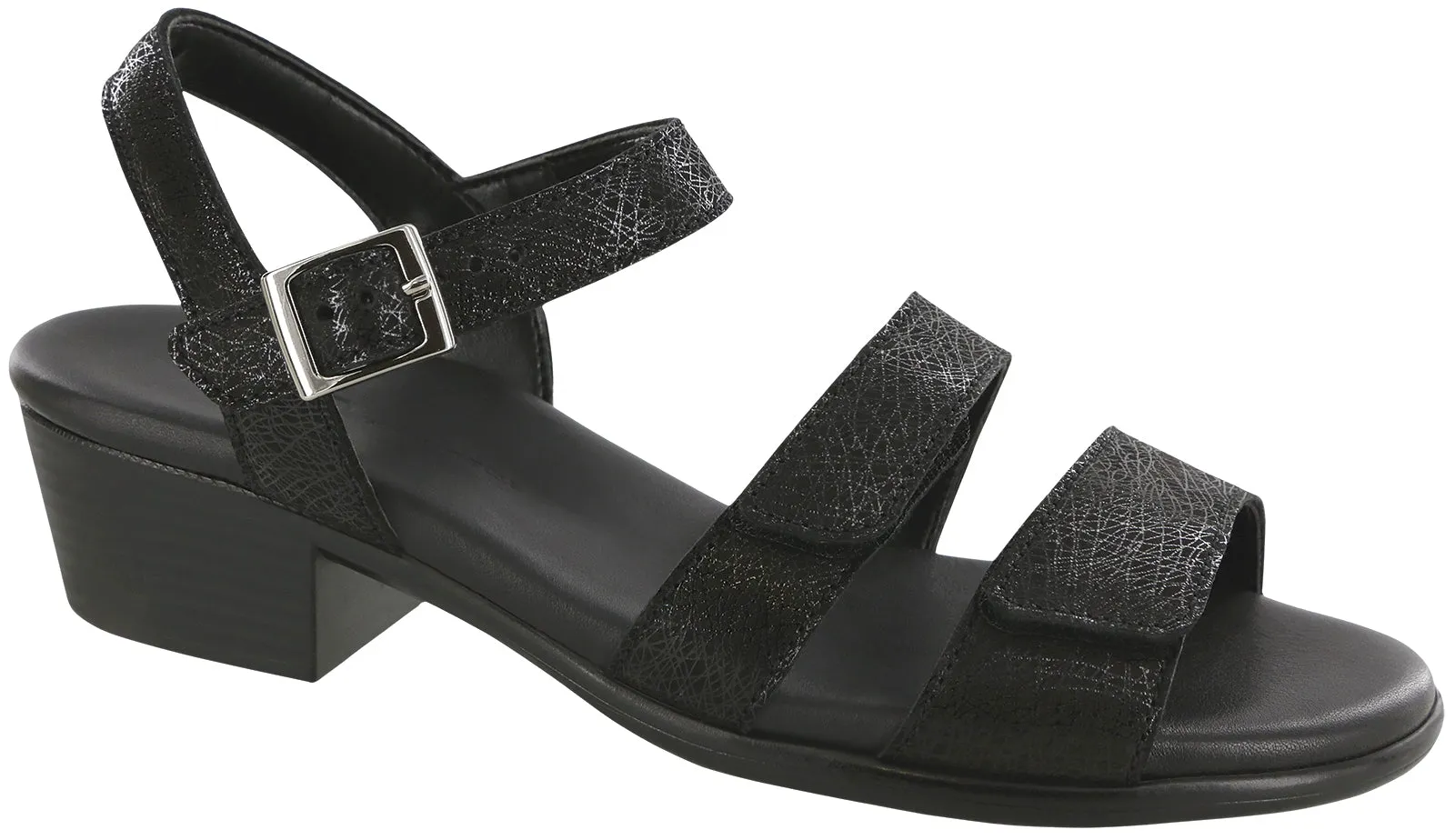 Women's Savanna Heel Strap Sandal in Web Black
