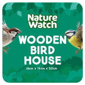 Wooden Bird House Slanted Roof By Nature Watch - 20cm