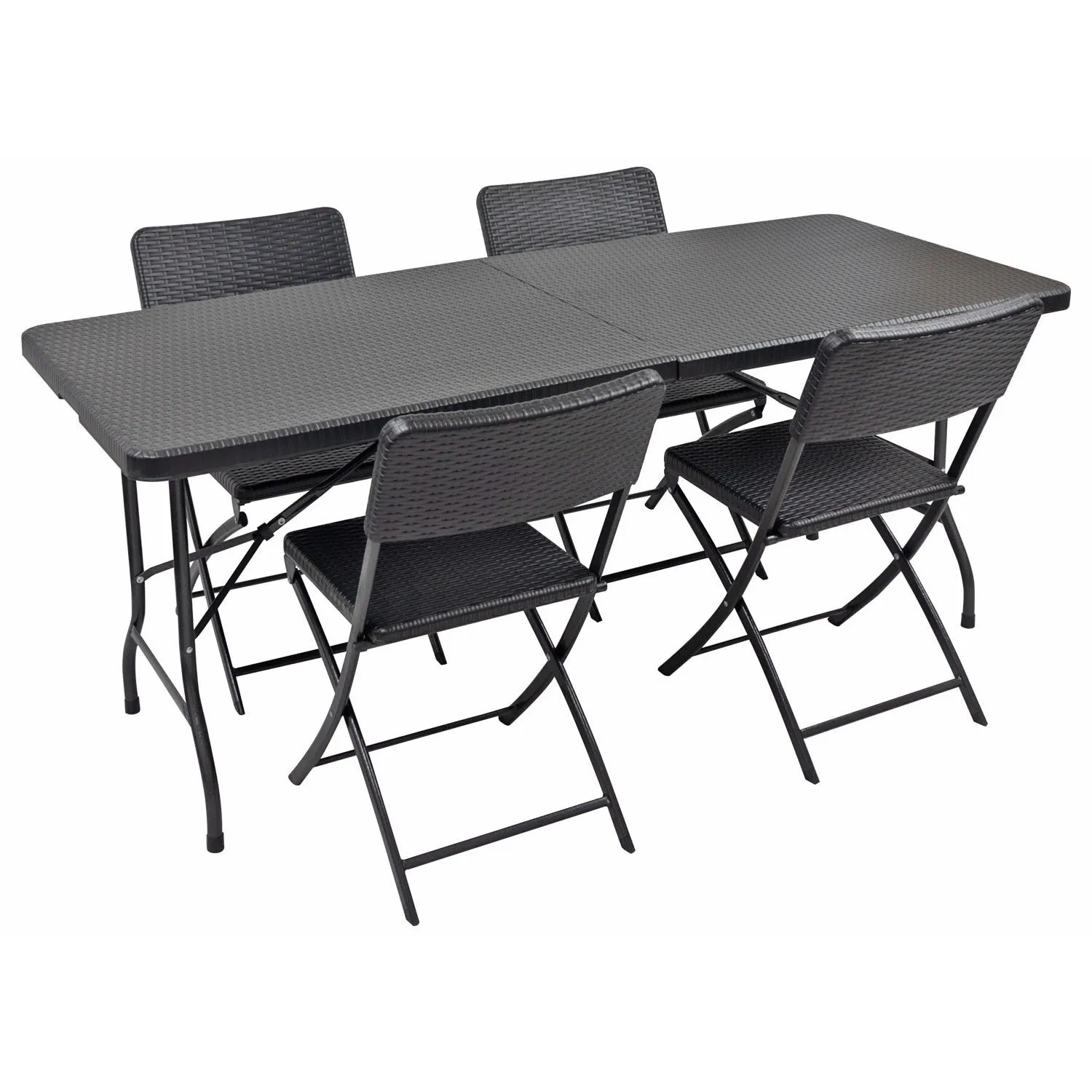 Woodside Rattan Effect Folding Garden Patio Furniture, Table & Chair Dining Sets
