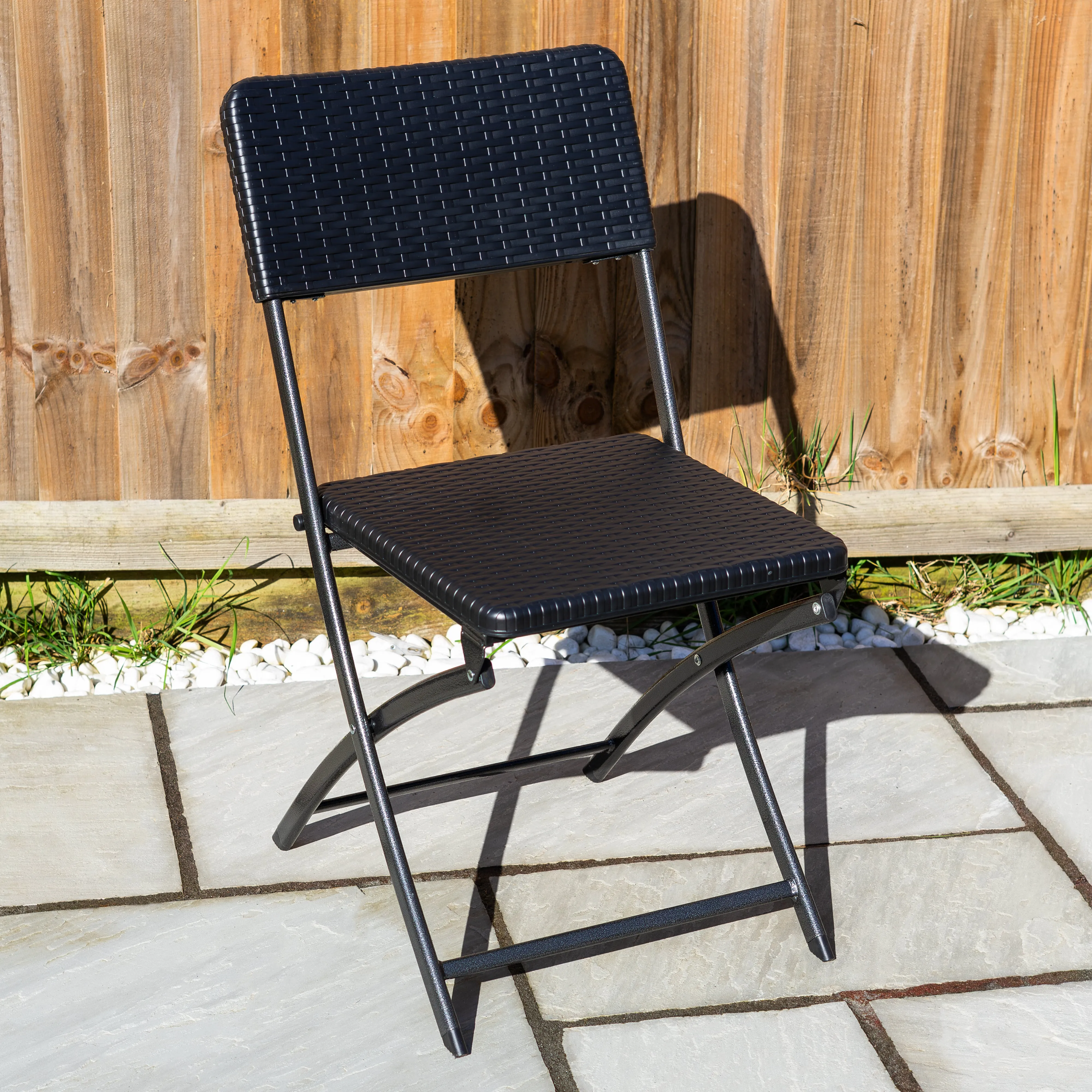 Woodside Rattan Effect Folding Garden Patio Furniture, Table & Chair Dining Sets