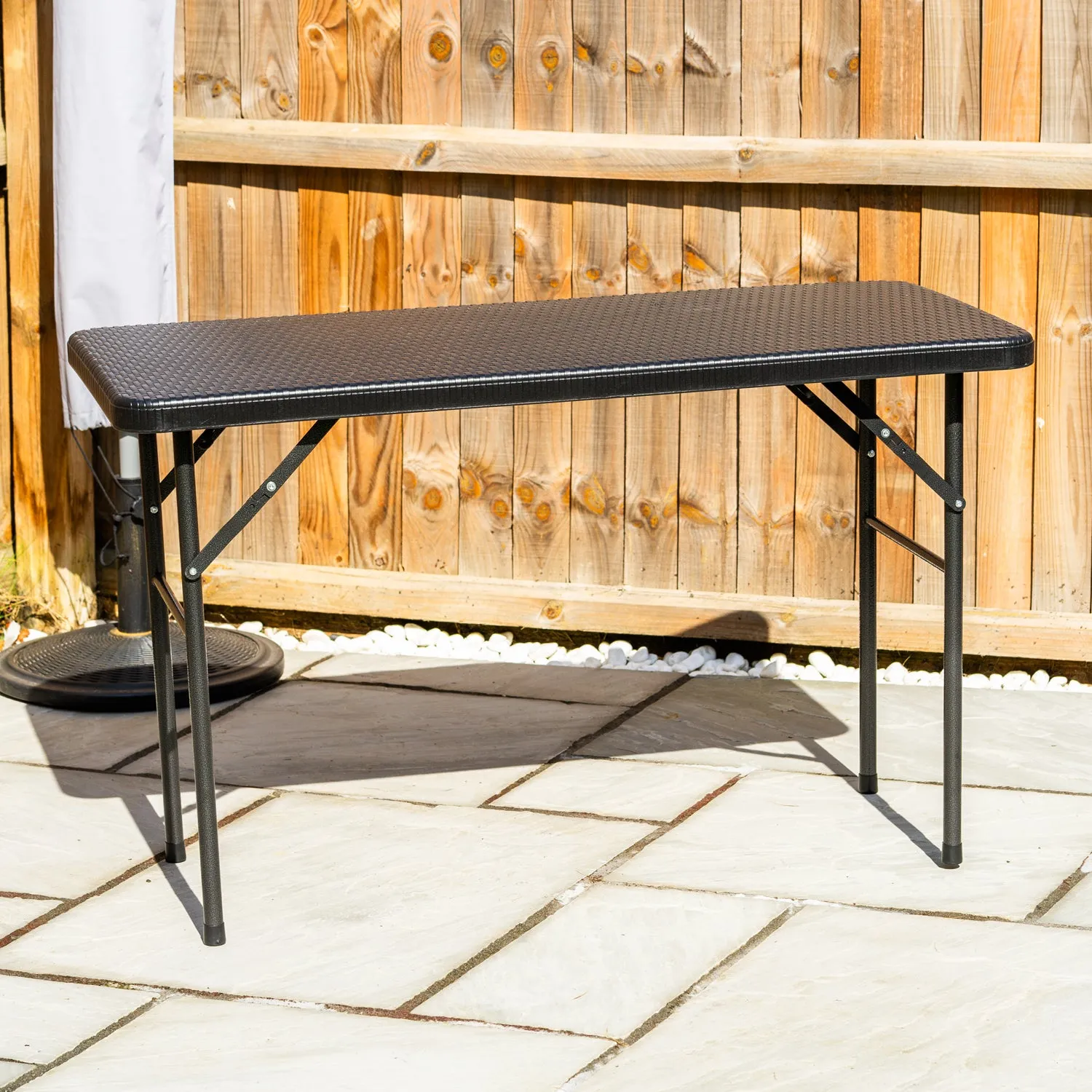 Woodside Rattan Effect Folding Garden Patio Furniture, Table & Chair Dining Sets