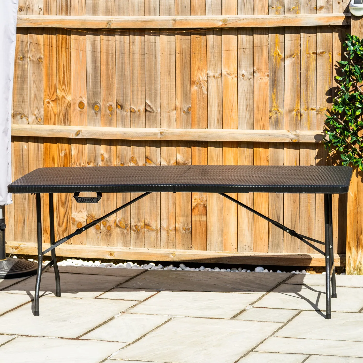 Woodside Rattan Effect Folding Garden Patio Furniture, Table & Chair Dining Sets