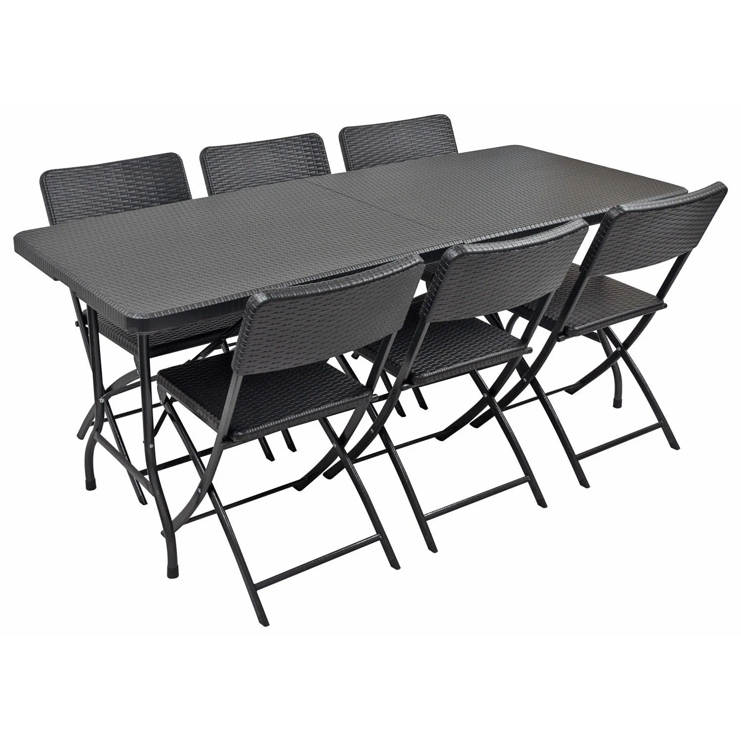 Woodside Rattan Effect Folding Garden Patio Furniture, Table & Chair Dining Sets